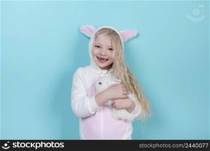 little girl bunny ears with rabbit