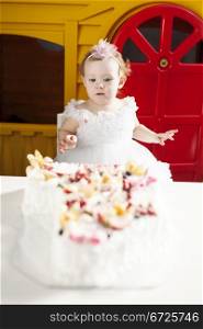 Little girl celebrating first birthday