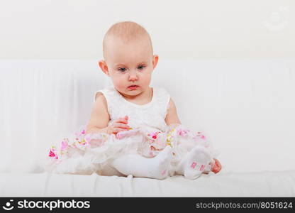 Little girl child portrait. Happy childhood. Lovely little child girl in princess fairy dress. Portrait of cute sweet adorable baby ballerina.