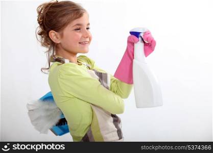Little girl cleaning