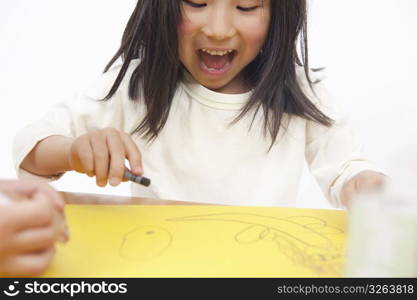 little girl drawing