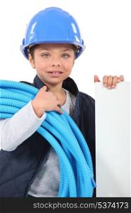 Little girl dressed as electrician