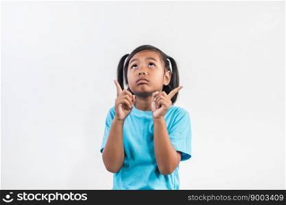 little girl feel angry in studio shot
