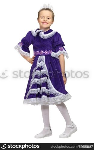 Little girl in beautiful dress isolated