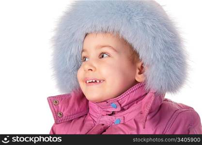 little girl in furry hat