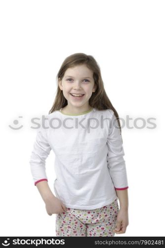 Little girl in nightwear isolated on white