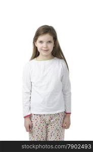 Little girl in nightwear isolated on white