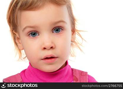Little girl in pink dress face close-up