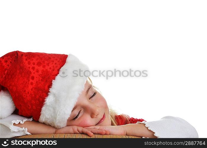 little girl in red santa hat. portrait