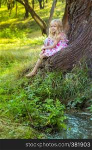 little girl in the forest, summer