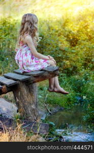 little girl in the forest, summer