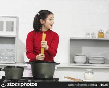 little girl in the kitchen