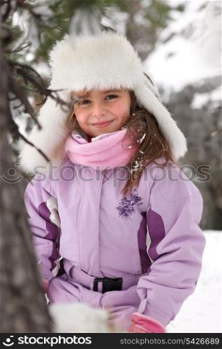 Little girl in the mountains