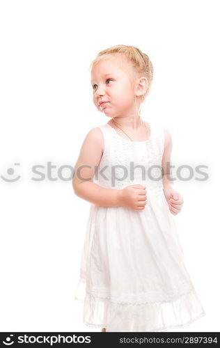 Little girl isolated on white