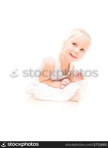 Little girl isolated on white