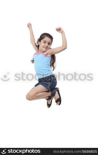 Little girl jumping in the air