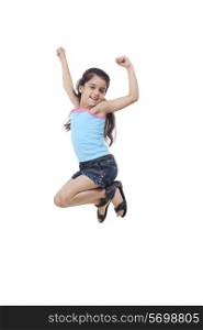 Little girl jumping in the air