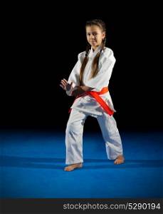 Little girl martial arts fighter isolated