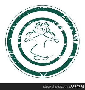 Little girl stamp, vector image