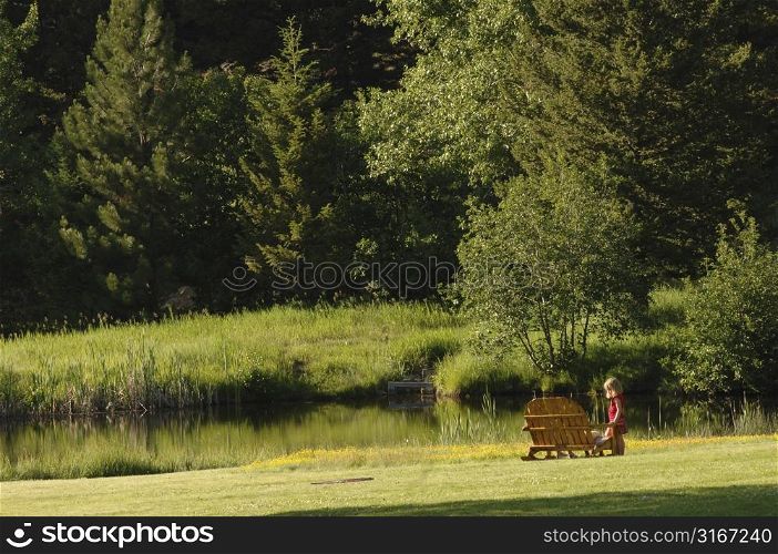 Little girl standing in field