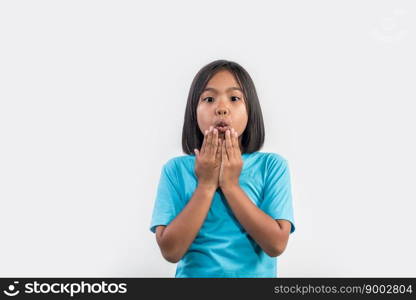 Little girl thinking in studio shot