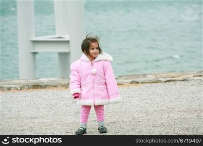 Little girl wearing winter outwear