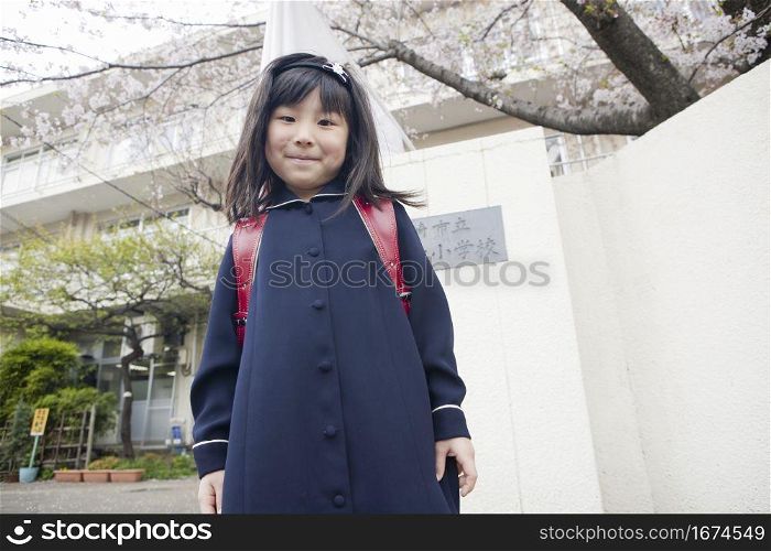 little girl with backpack