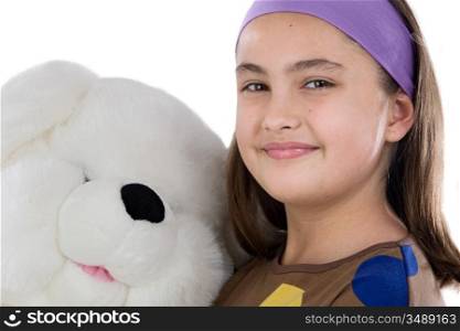 Little girl with her big teddy bear