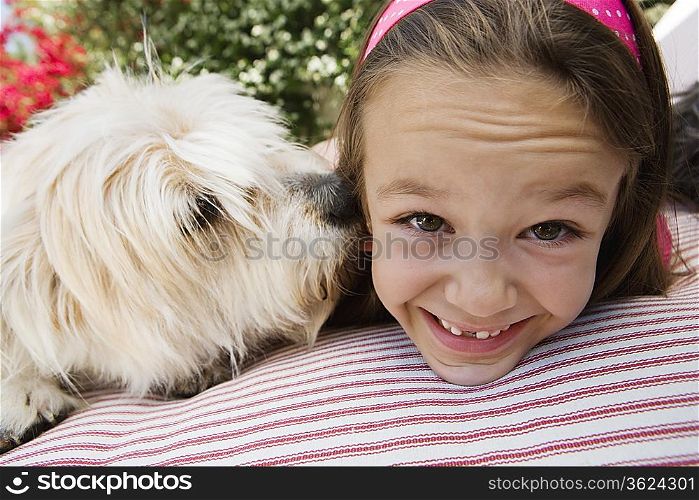 Little Girl with Her Pet Dog