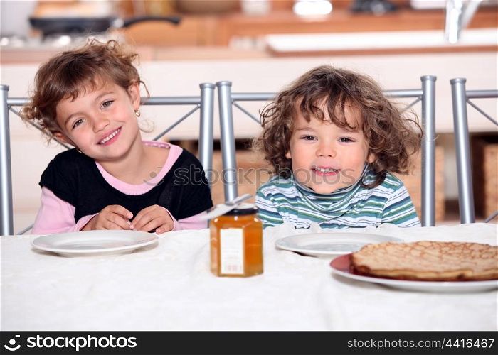little girls having a snack