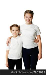 Little girls hugs isolated on white