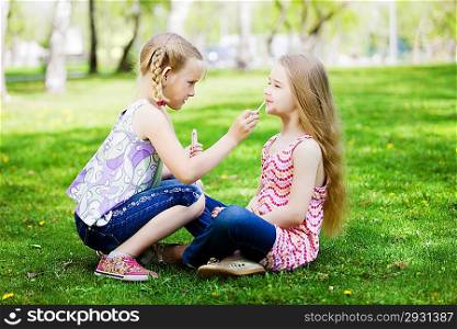 Little girls in park