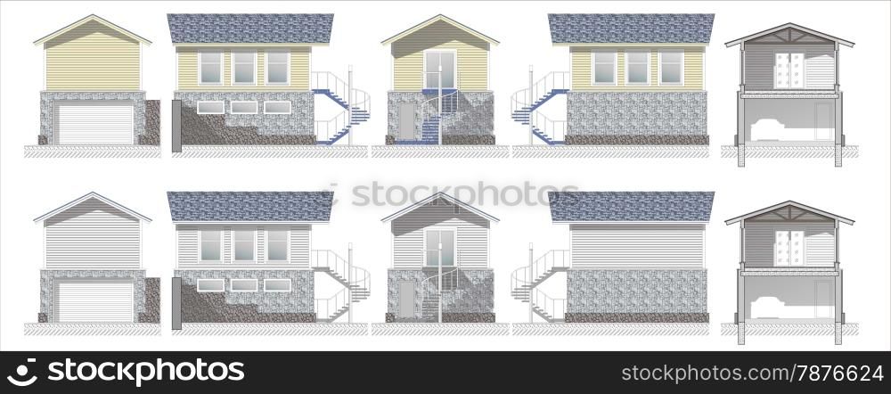 Little house color drawing wooden pergola jpg