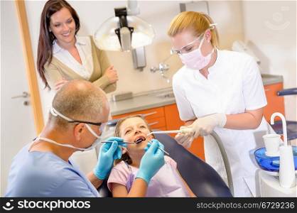 Little patient at the dentist have teeth checkup stomatology clinic