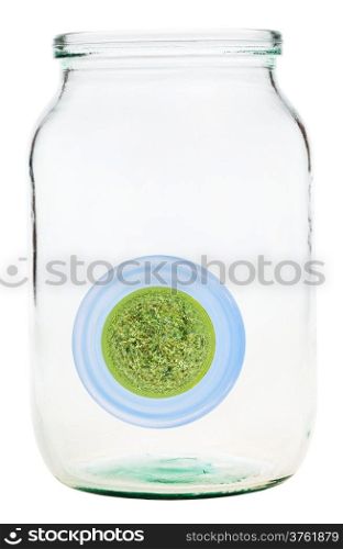 little rural planet preserved in open glass jar