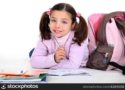 Little schoolgirl with backpack