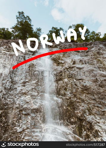 Little waterfall in mountains, picture from Norway.. Little waterfall in mountains, Norway.