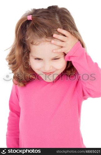 Little worried after making a prank isolated on white background