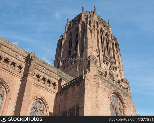 Liverpool Cathedral in Liverpool. Liverpool Cathedral aka Cathedral Church of Christ or Cathedral Church of the Risen Christ on St James Mount in Liverpool, UK