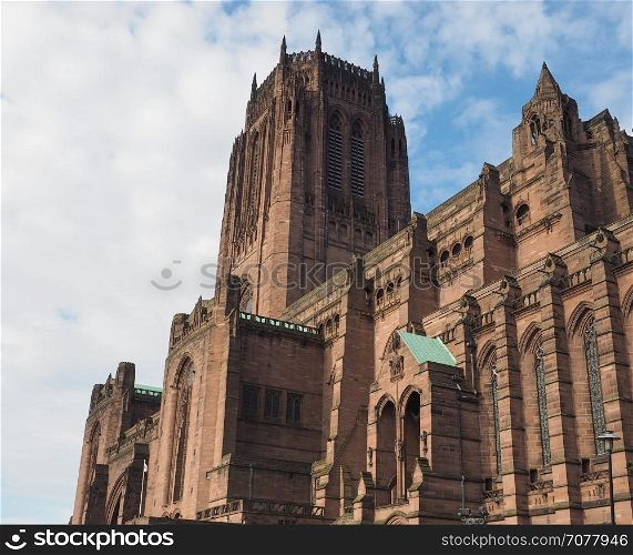 Liverpool Cathedral in Liverpool. Liverpool Cathedral aka Cathedral Church of Christ or Cathedral Church of the Risen Christ on St James Mount in Liverpool, UK