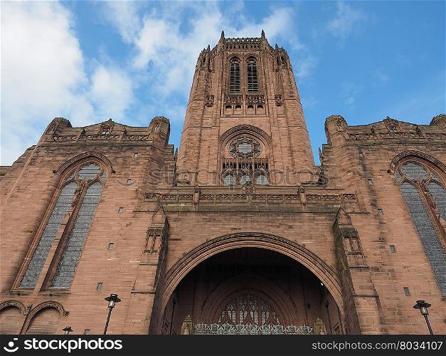 Liverpool Cathedral in Liverpool. Liverpool Cathedral aka Cathedral Church of Christ or Cathedral Church of the Risen Christ on St James Mount in Liverpool, UK