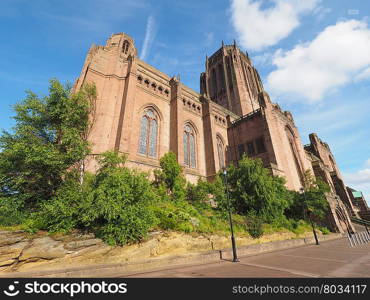 Liverpool Cathedral in Liverpool. Liverpool Cathedral aka Cathedral Church of Christ or Cathedral Church of the Risen Christ on St James Mount in Liverpool, UK