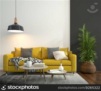 Living room decorated with chairs, sofa and small plant pots