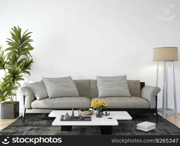 Living room decorated with chairs, sofa and small plant pots