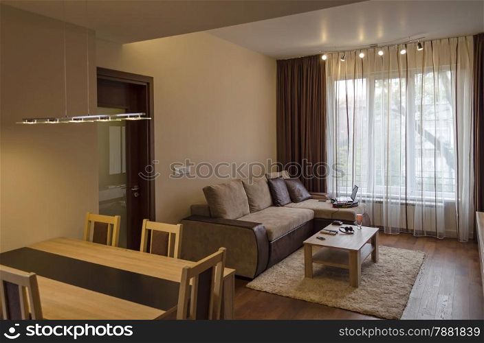 Living room in fresh renovated apartment in Sofia, Bulgaria
