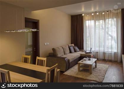 Living room in fresh renovated apartment in Sofia, Bulgaria