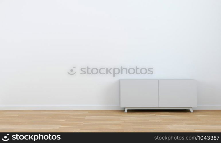 Living Room Interior on empty white wall background - minimal design, 3D rendering