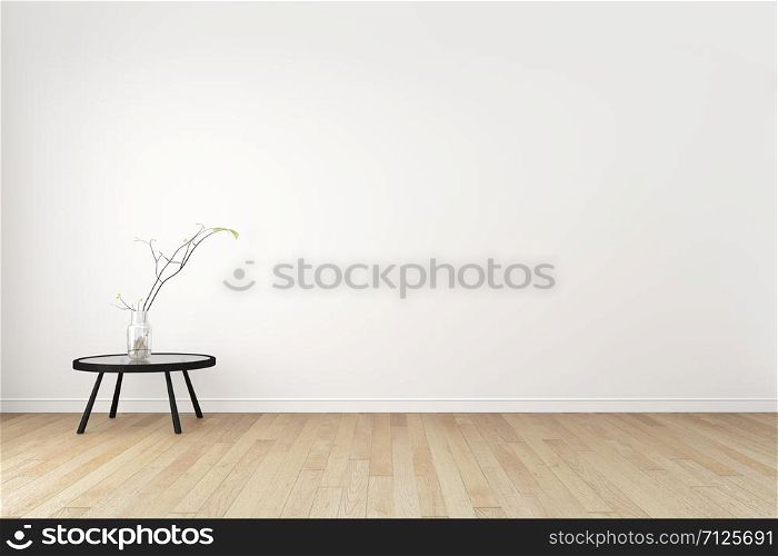 Living Room Interior on empty white wall background - minimal design, 3D rendering