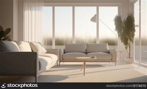 Living room modern interior design. Illustration Generative AI
