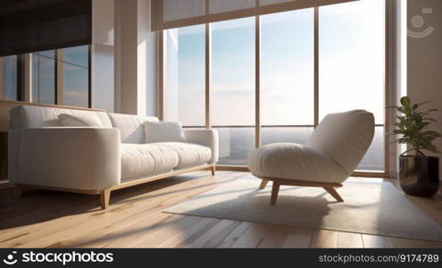 Living room modern interior design. Illustration Generative AI
